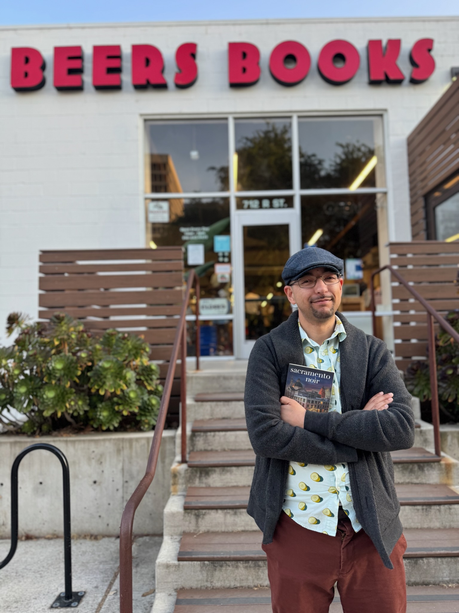 Outside Beers Books—one of Sacramento’s oldest independent bookstores and the perfect setting for the final Sacramento Noir event.
